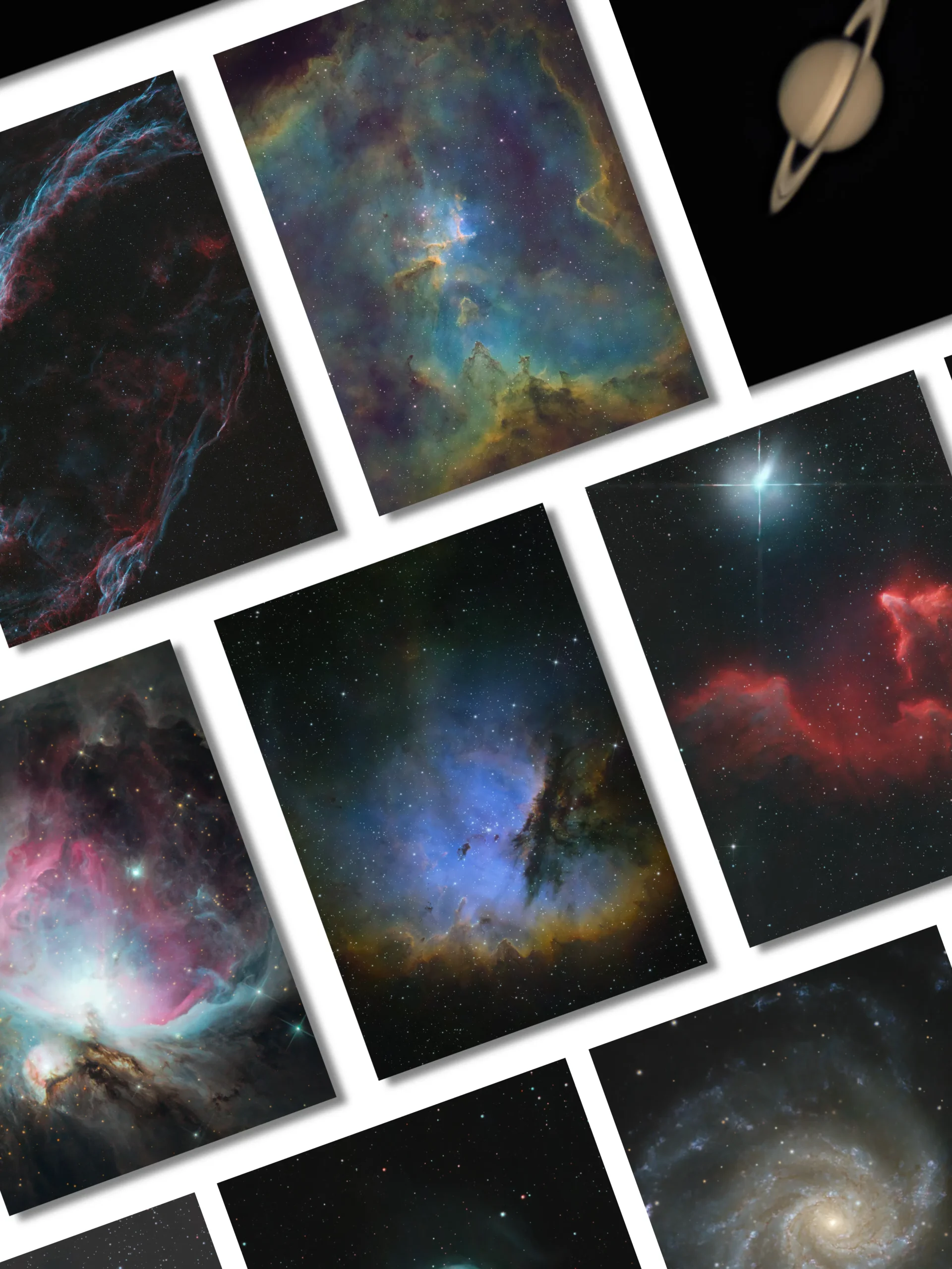 Montage représentant les astrophotographies disponibles en art mural