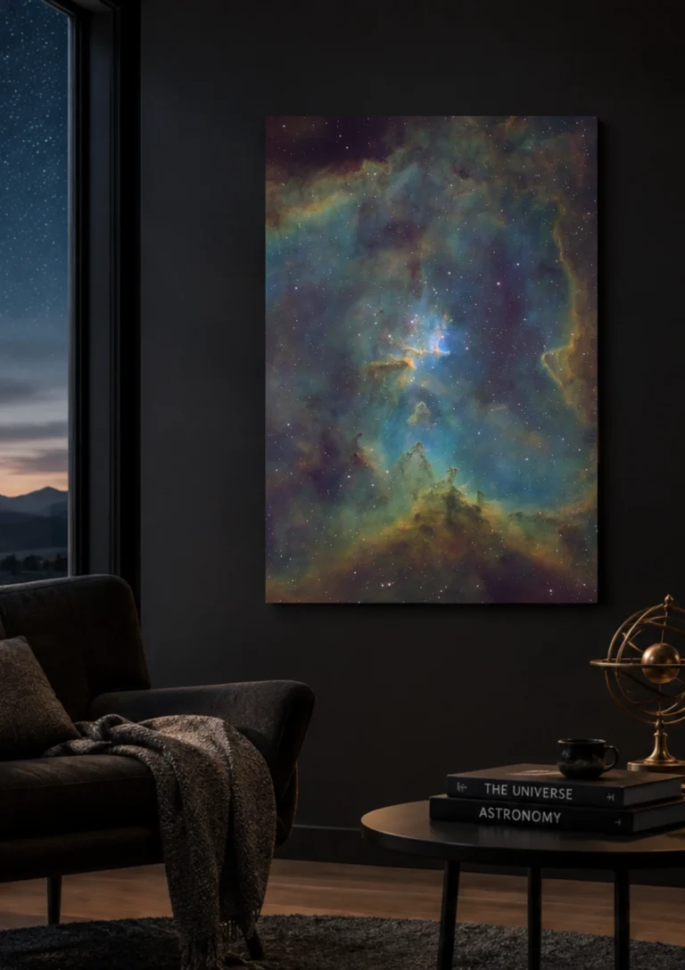 Art mural de l'astrophotographie amateur de la nébuleuse IC 1805