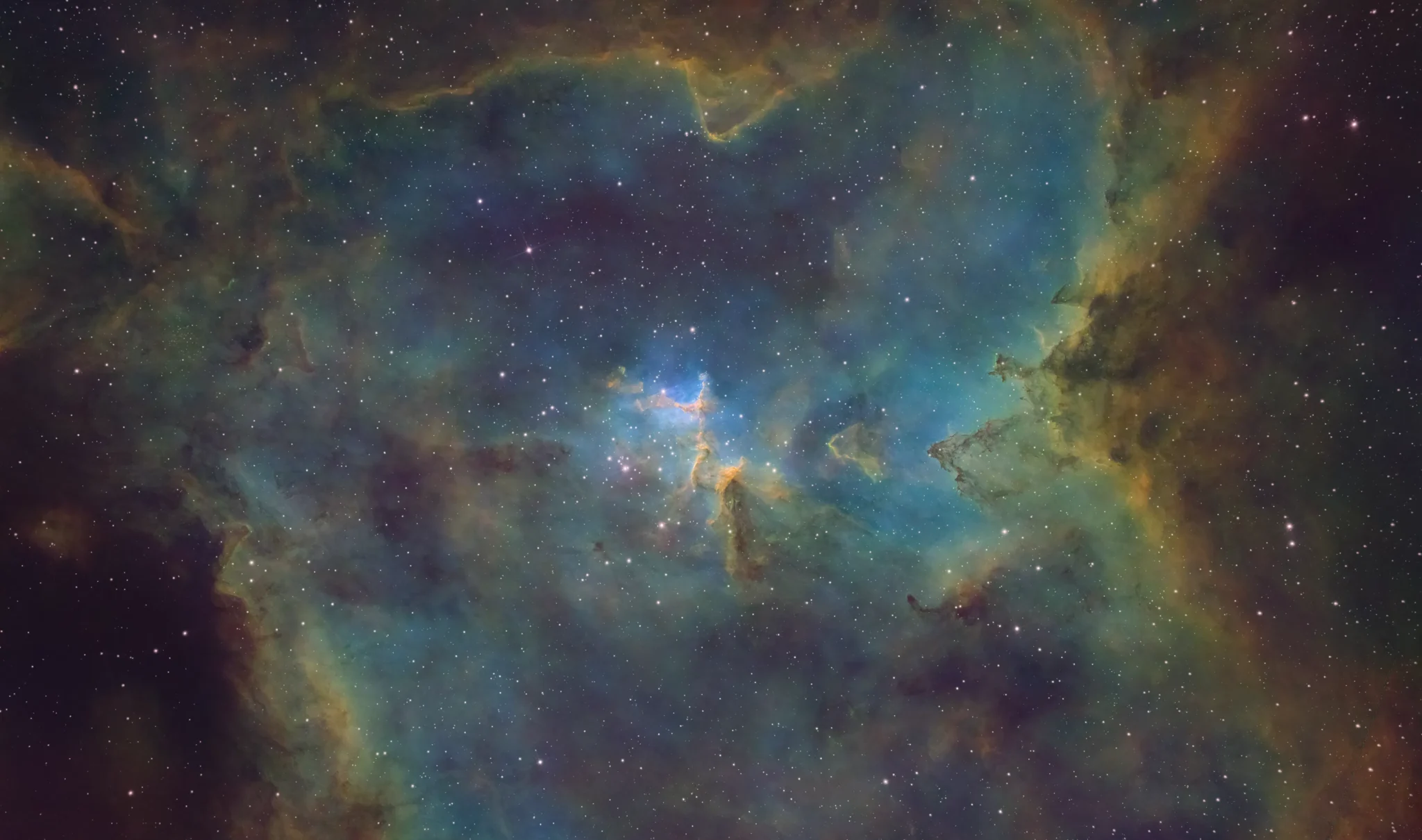 Astrophotographie amateur SHO de la nébuleuse IC 1805
